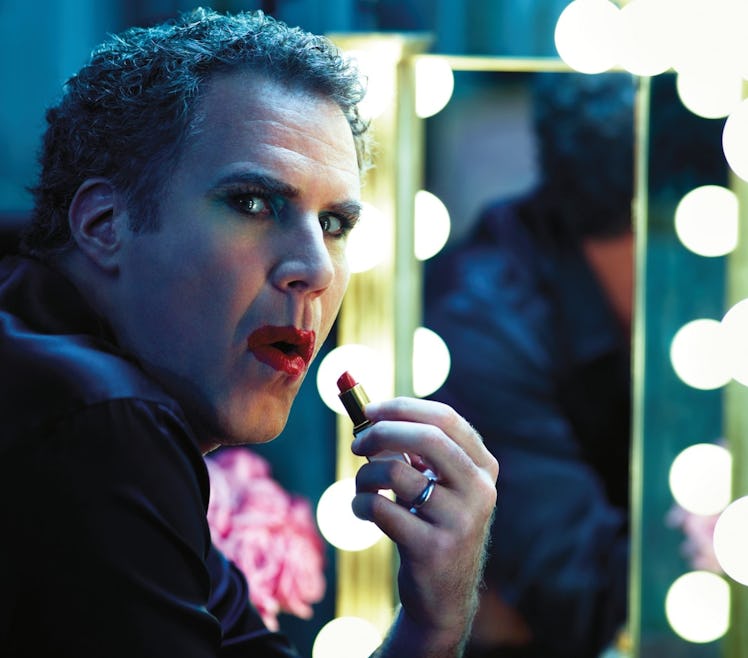Will Ferrell putting on makeup