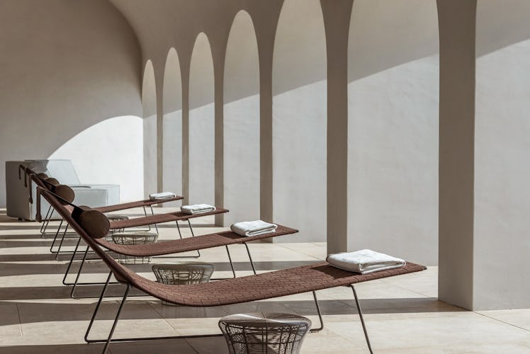 Lounge chairs at the Euphoria Retreat in Mystras, Greece