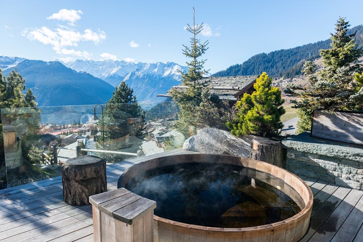 Hot tub at the Clinique La Prairie Private Chalet in Verbier, Switzerland
