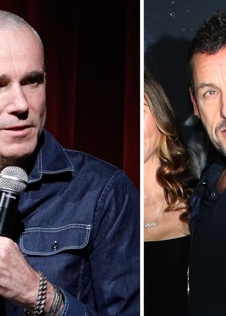 A two-part collage with Daniel Day-Lewis and Adam Sandler
