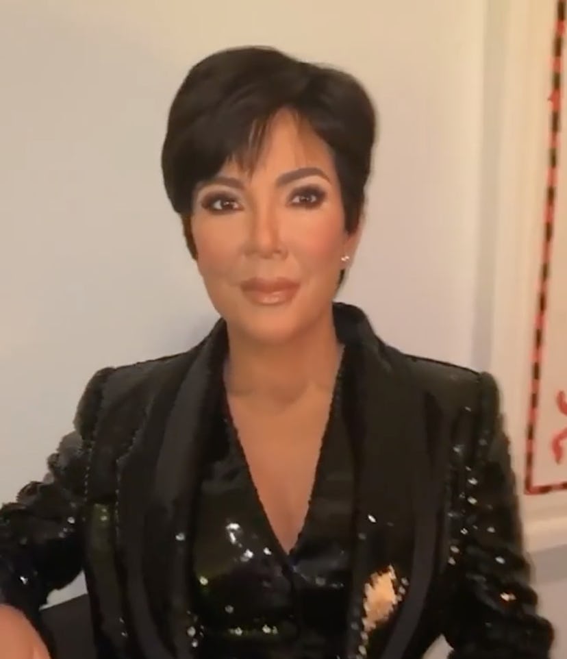 Kris Jenner’s Wax Figure in a black sequin blazer