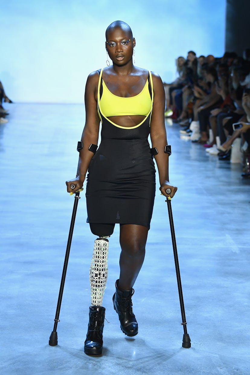 Mama Cax, a model and activist, graced the runway using crutches.