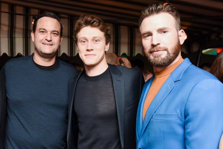 Jamie Patricof, George Mackay, and Chris Evans posing and smiling at W Magazine’s Best Performances ...