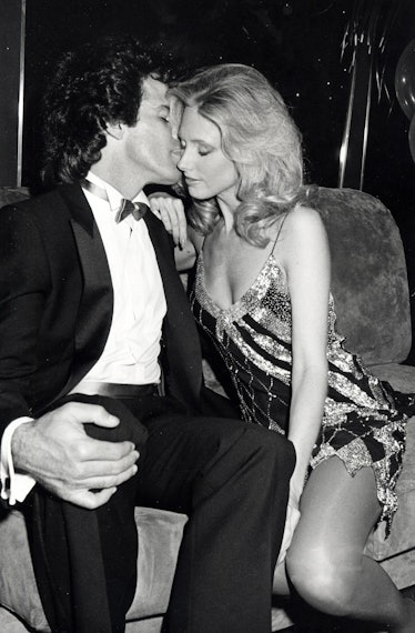 Craig Denault and Morgan Fairchild kissing during Regine’s 1982 New Year’s Eve Party
