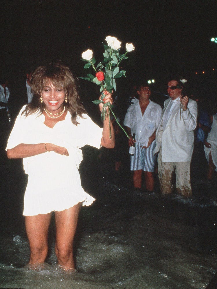Tina Turner in the sea on New Years Eve in Rio de Janeiro
