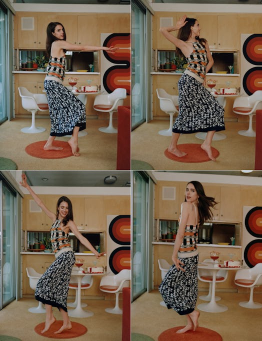 A collage of Pussycat dancing at Quentin Tarantino’s dream party