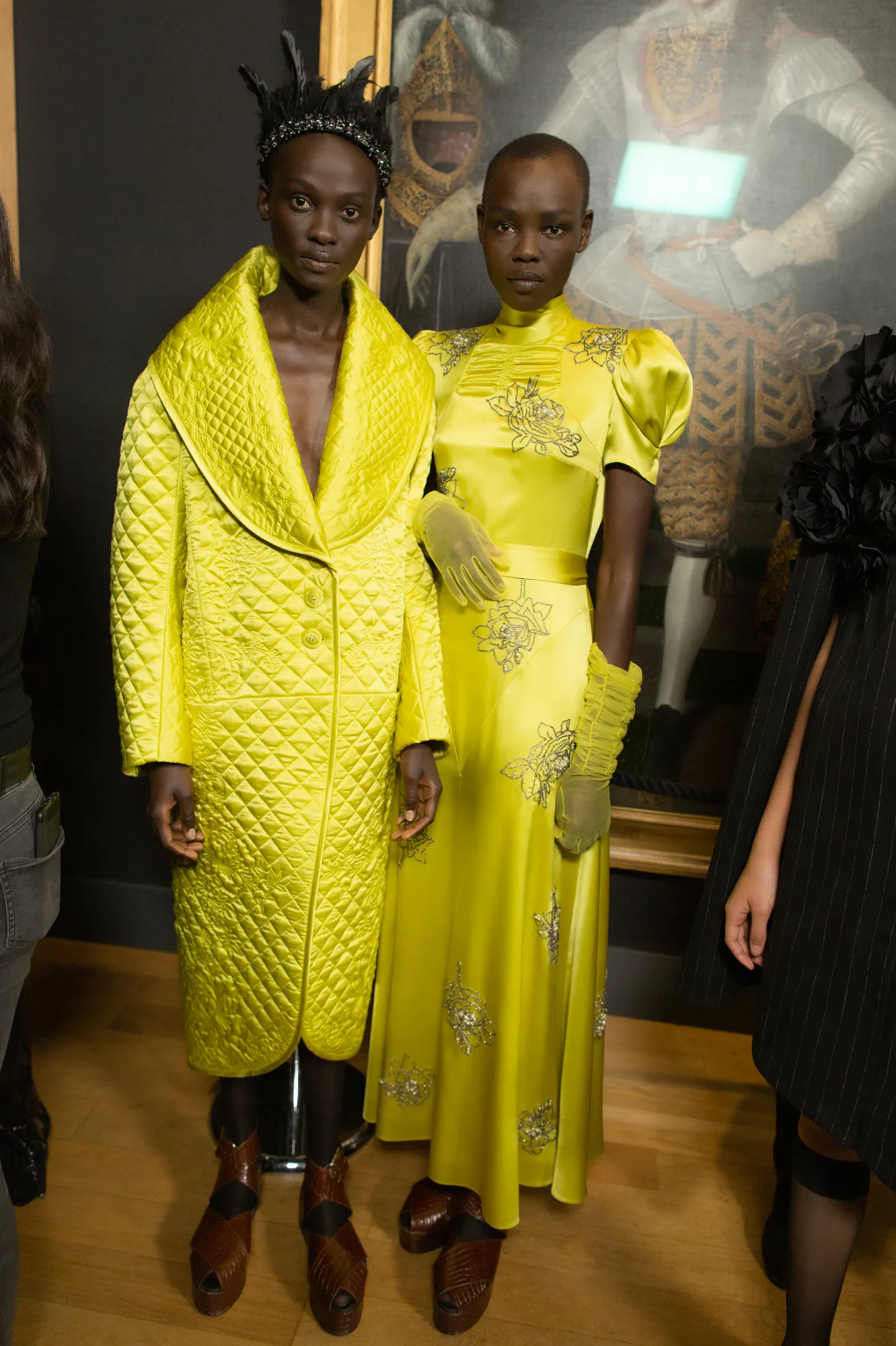 erdem yellow lace dress ERDEM Ruffle-Trim Guipure-Lace Dress