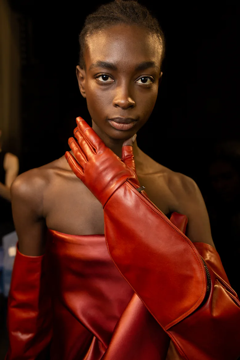 rick owens red leather dress Fashion Agents Australia | Little look back when Emma Chamberlain rocking Rick Owens red gown at Vogue World in Paris. Emma Chamberlain