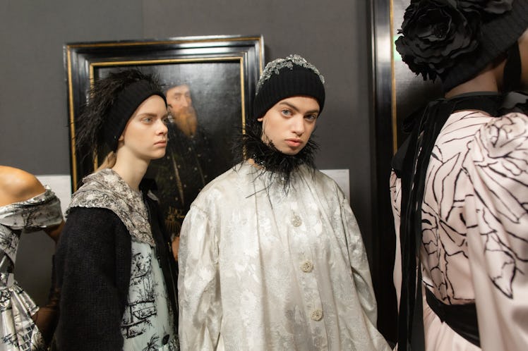 Models in backstage at the Erdem fall 2020 show