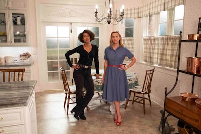 Reese Witherspoon and Kerry Washington in the trailer of Little Fires Everywhere posing together in ...