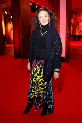 Diane Von Furstenberg posing for a photo at the exhibition opening of “L’Exibition[niste]”