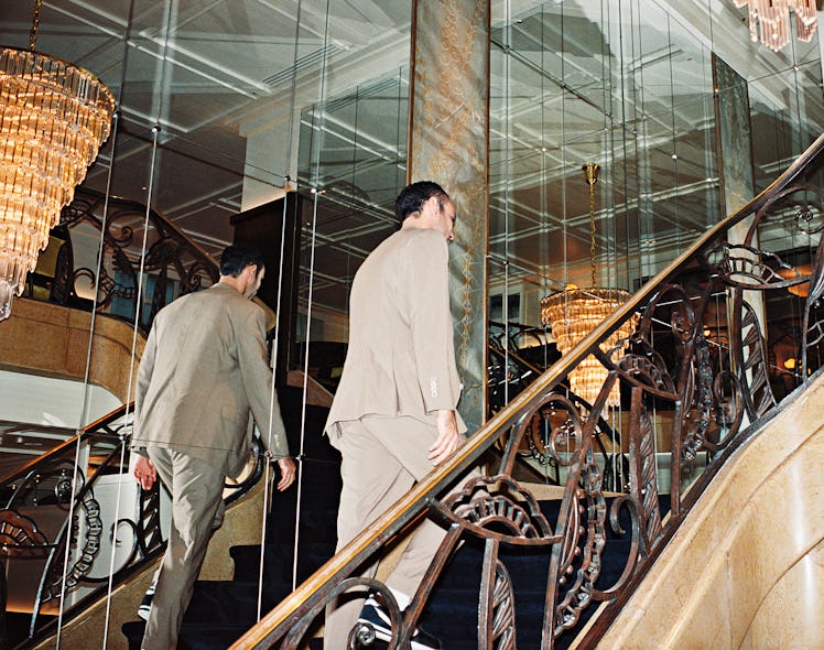 Casiraghi walking the Drouant’s famed staircase