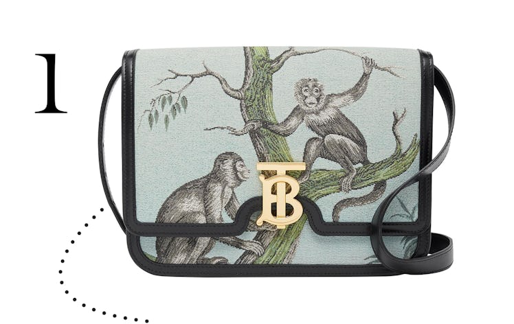 The Burberry TB bag with an artful monkey print
