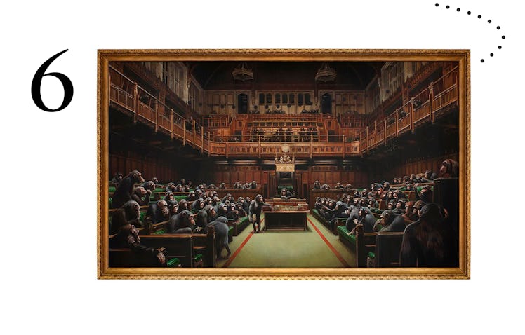 'Devolved Parliament' painted by the street artist, Banksy