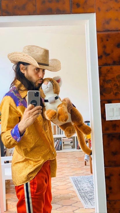 jared leto holding plush tiger