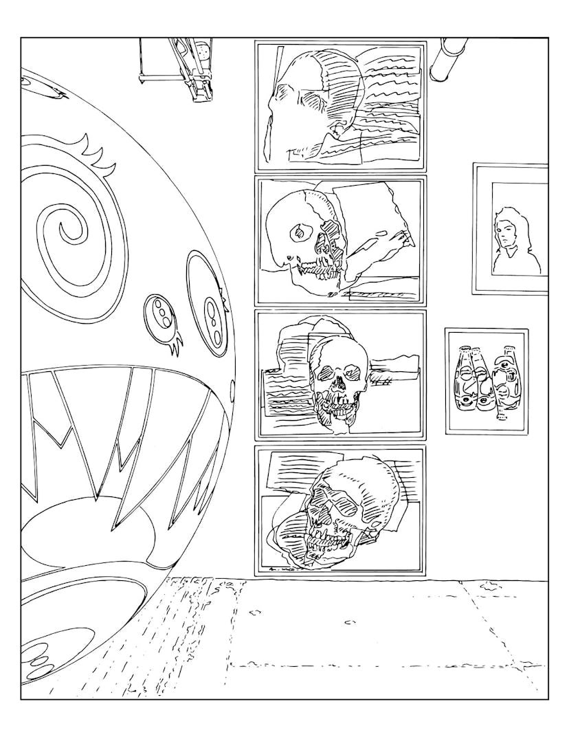A page from a Louis Lawler coloring book