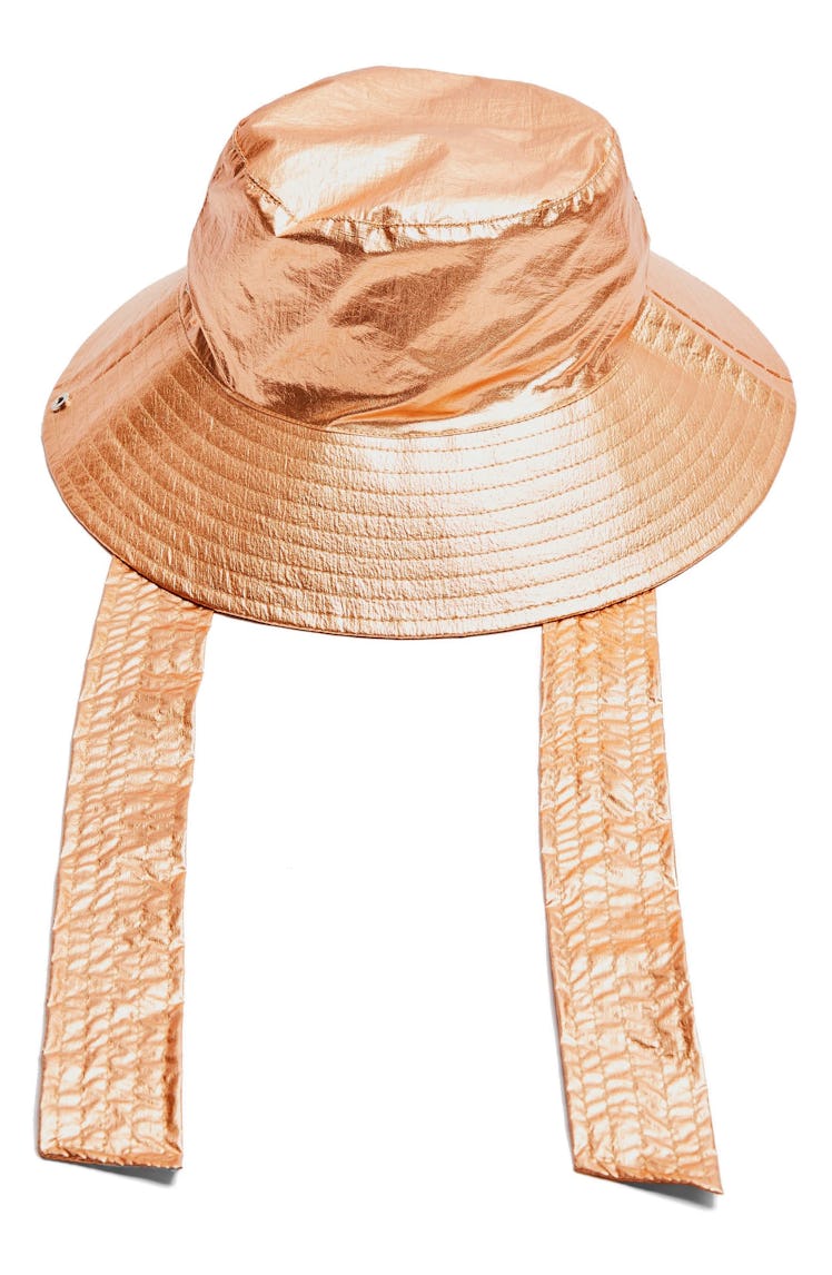 A metallic bucket hat on sale at Nordstrom