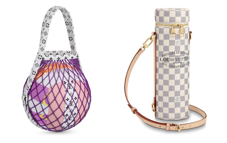 A Louis Vuitton volleyball and bottle holder