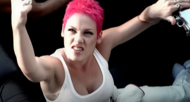 American singer Pink with a pink hairstyle