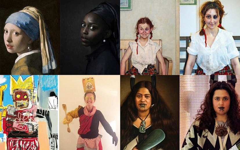 People recreating art works.