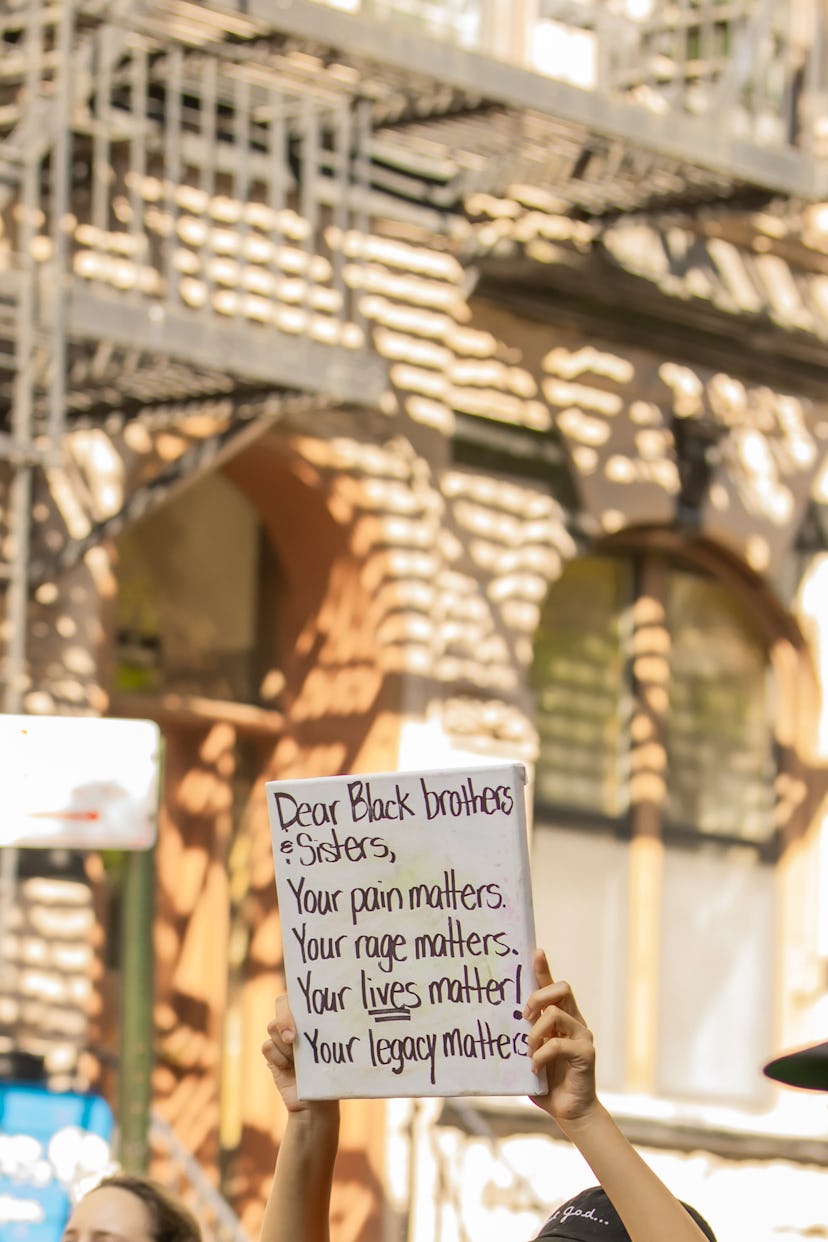 A protest sign at a Black Lives Matter rally