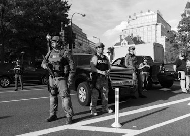 Cops and National Guard at a protest