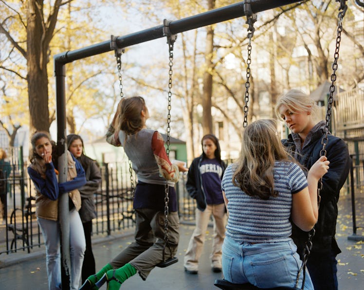Group of women on the children's playground