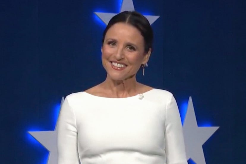 Julia Louis-Dreyfus smiling at the DNC