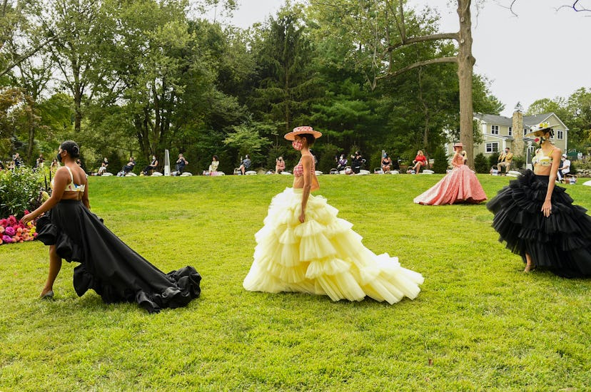 Models walking Christian Siriano's spring 2021 show