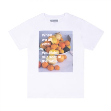 A white Ari Marcopoulos x Dover Street Market T-Shirt with text print
