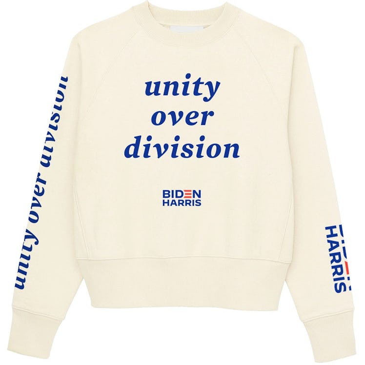 A beige Thakoon Pullover with blue text print
