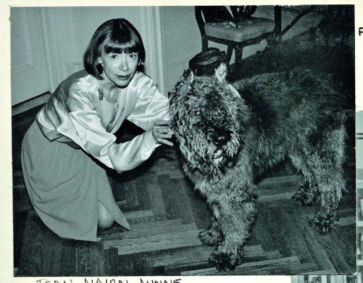 Joan Didion with her dog