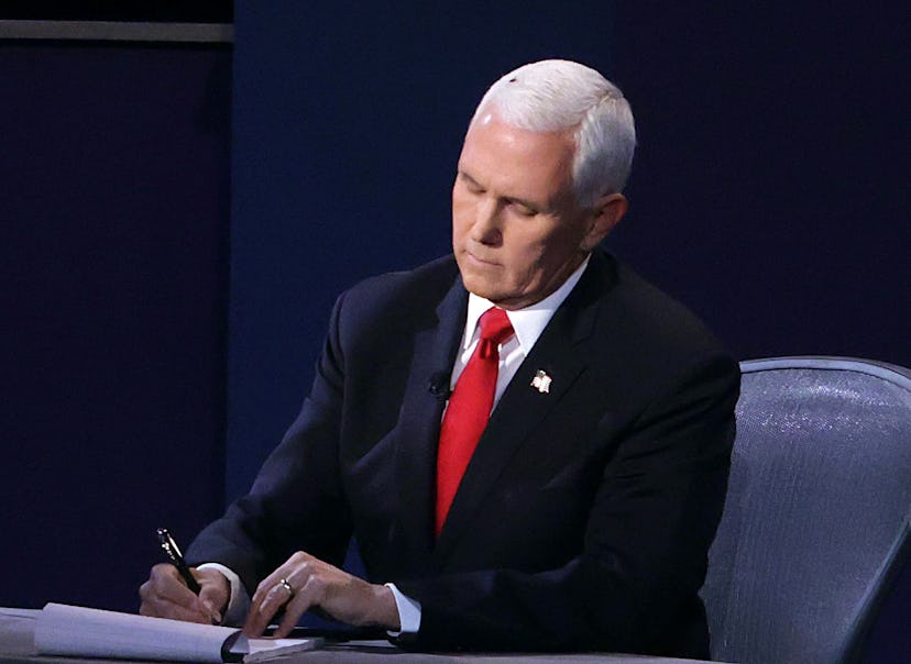 Mike Pence with a fly on his head