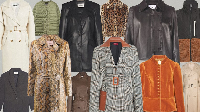 A collage with 13 lightweight jackets for in-between fall weather
