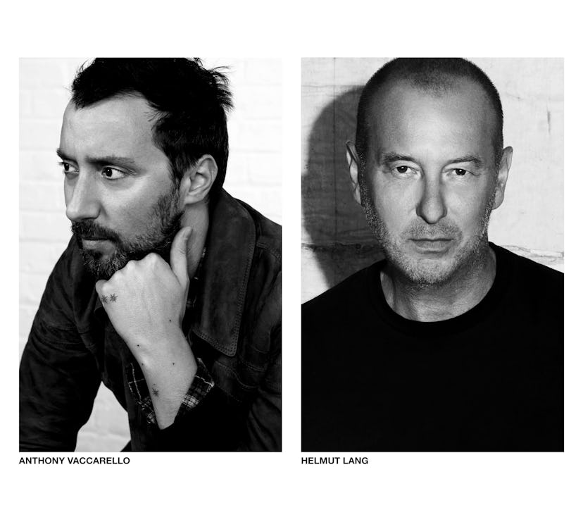 Collage of photos of Helmut Lang and Anthony Vaccarello