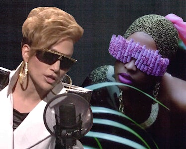 Jennifer Lopez and Nicki Minaj wearing Mainframe sunglasses by Alexa Demie.