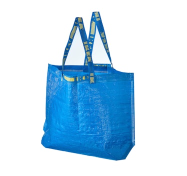A blue Ikea Frakta Bag as one of the most stylish tote bags under $100