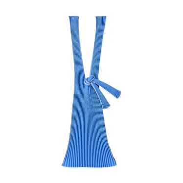 A blue ribbed MoMa Design Store pleated tote as one of the most stylish tote bags under $100