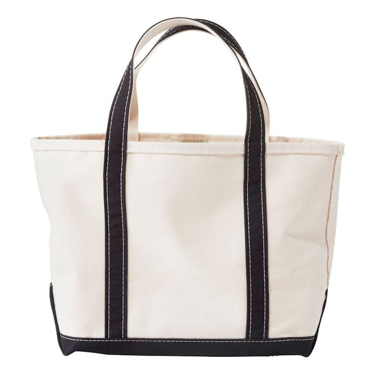 A black-white L. L. Bean tote bag as one of the most stylish tote bags under $100