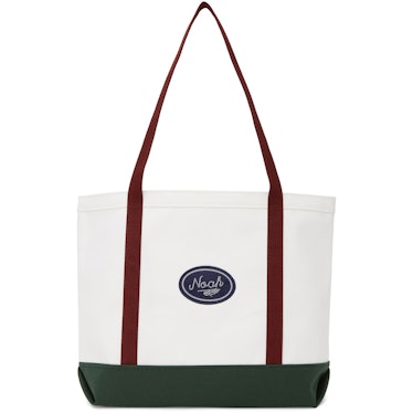 A white-burgundy-green Noah colorblocked tote as one of the most stylish tote bags under $100