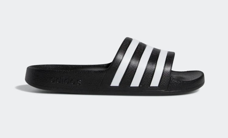 Adidas Adilette Aqua Slides in black and white