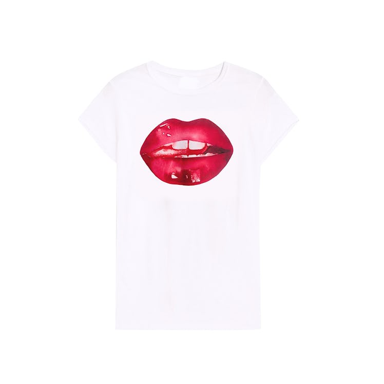 Fleur du Mal t-shirt in white with red lips print