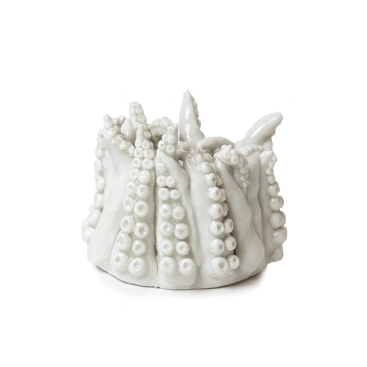 Camilla Hanney glazed tentacle vase in white