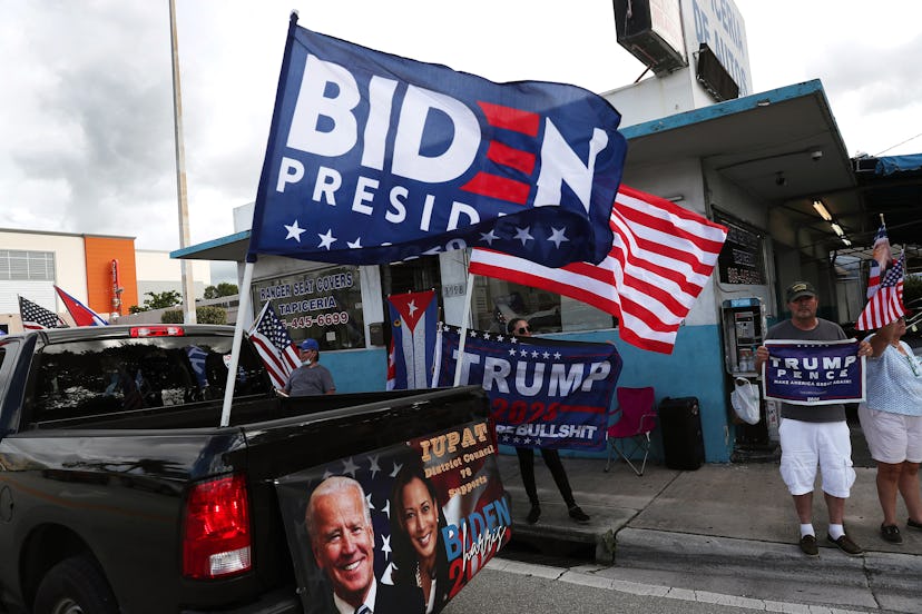 Political trucks in Miami.