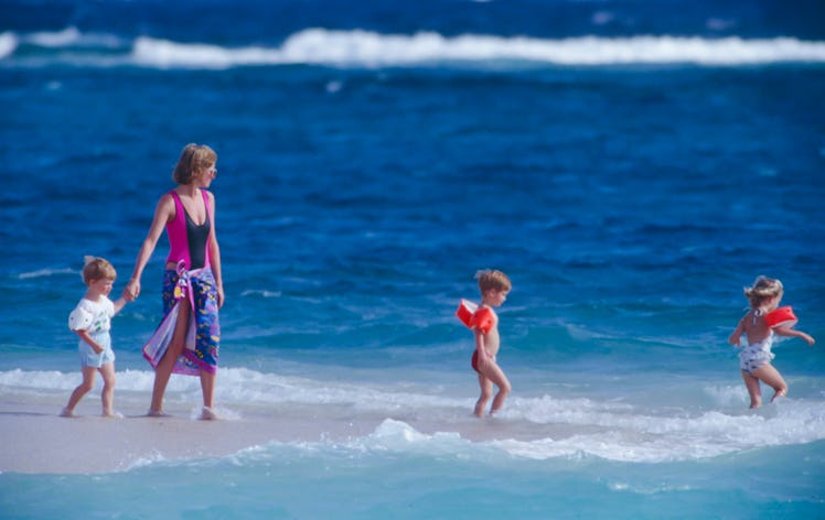 Princess Diana with kids on the beach