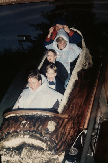 Princess Diana with her sons on a rollercoaster