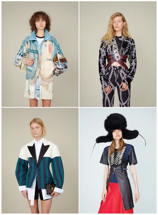 A four-part collage with four models wearing outfits from Spring 2019, Cruise 2016, Fall 2016 and Cr...