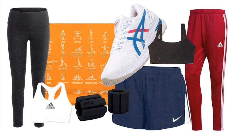 A collage of chic workout essentials available on Amazon