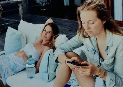 Catherine Oxenberg with her daughter India at a lounge chair