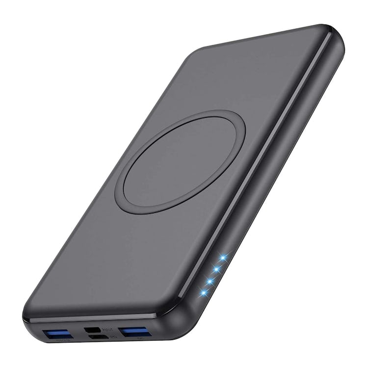 Black wireless power bank portable charger